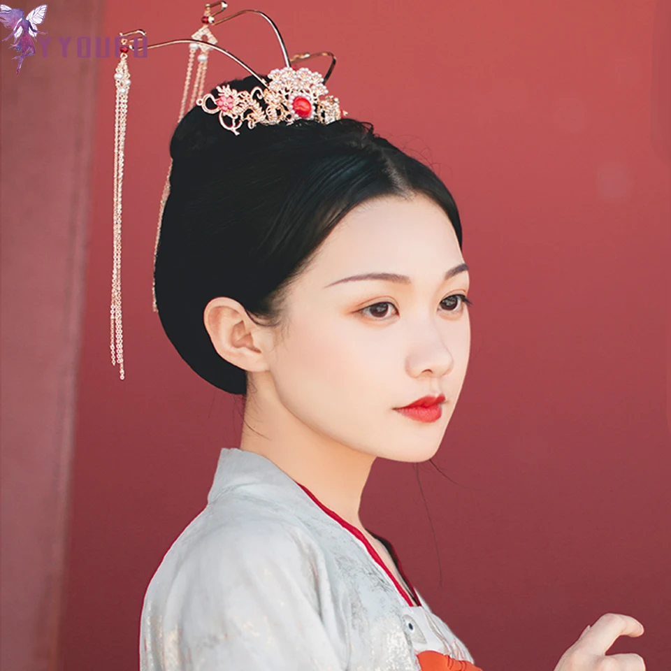 Головной убор YYOUFU для невесты традиционный китайский головной Hanfu Crane Crown