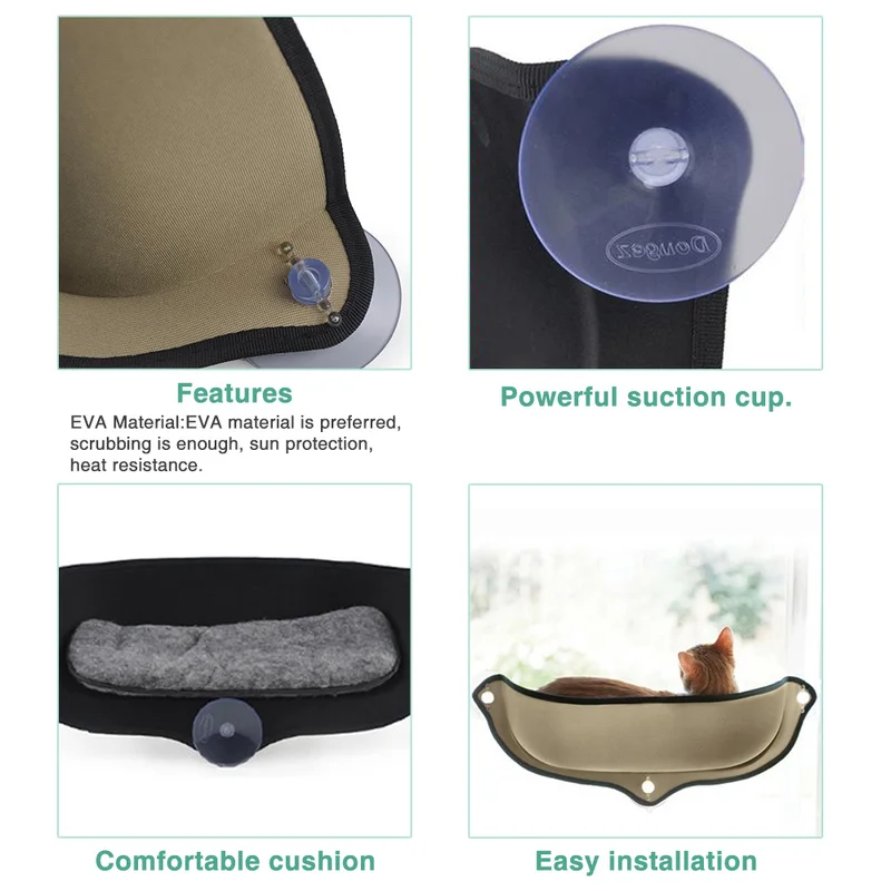 Лежанка гамак для домашних животных присоска удобная кошачья подстилка на