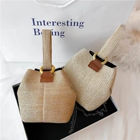 2021 new trend summer style cylindrical bag messenger bucket bag small fresh handbag beach straw bag female