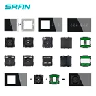 Сенсорный выключатель SRAN серии A6, сенсорная кнопка, черная стеклянная панель, европейские и французские электрические розетки, модуль Usb-розетки сделай сам