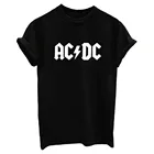 Футболка женская оверсайз в стиле панк-рокхип-хоп, с коротким рукавом, в стиле унисекс, с надписью AC DC, свободная рубашка, топ, 2XL, на лето