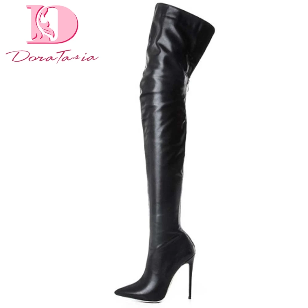 

DoraTasia Big Size 34-43 New Female Sexy Thigh High Boots Fashion Thin High Heels Over The Knee Boots Women Party Shoes Woman