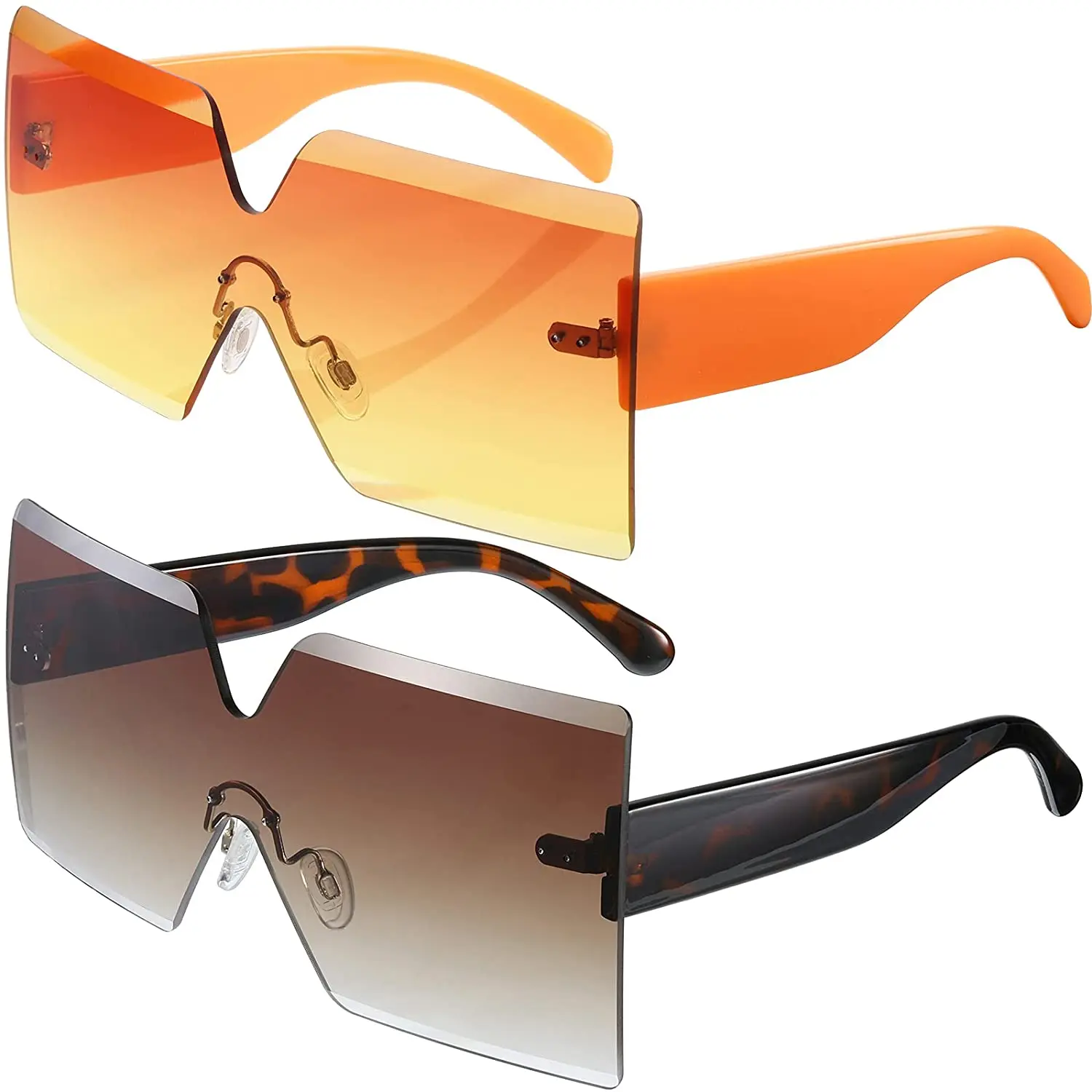 

Oversized Square Sunglasses Rimless Frame Candy Color Glasses Transparent Square Glasses for Women