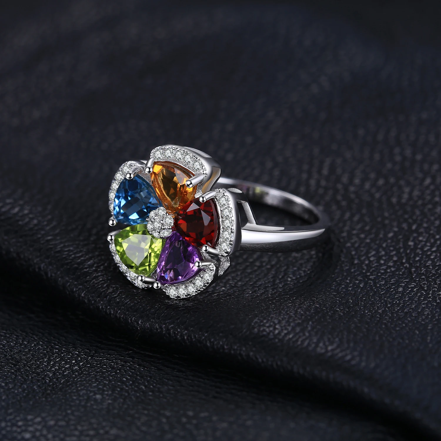 Jewelrypalace Fower 2.6ct натуральный голубой топаз, аметист, цитрин гранат перидот кольцо стерлингового серебра 925 пробы драгоценных камней Красивые ювелирные изделия