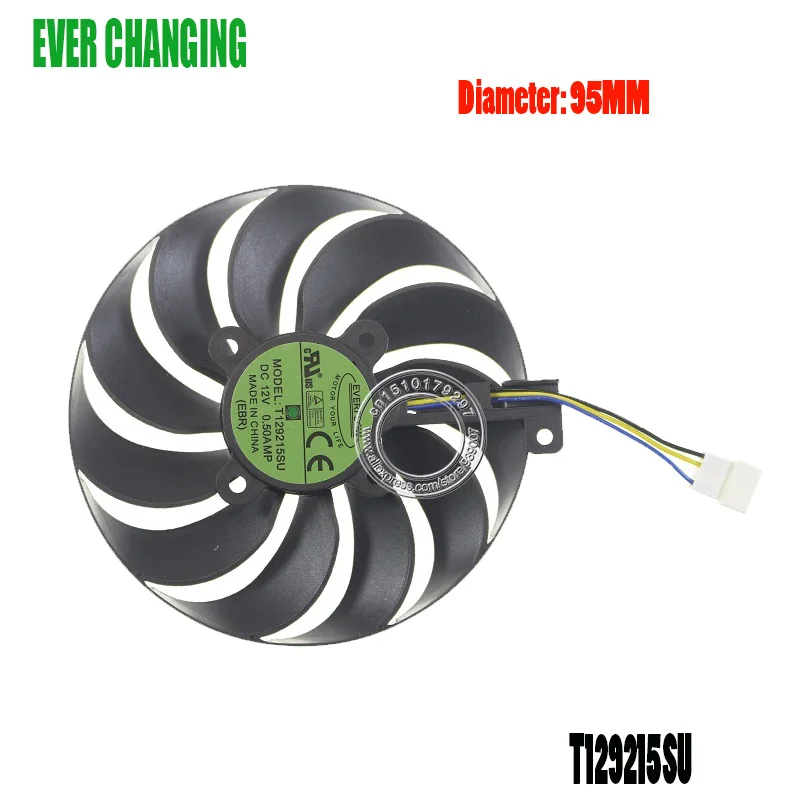 95 мм T129215SU FDC10U12S9 C DC12V 4 контактный вентилятор графической карты для ASUS Radeon RX 5700 DUAL