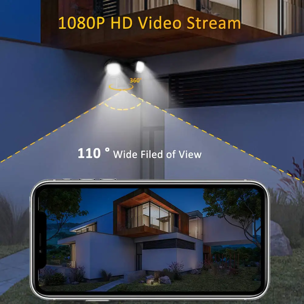 

Камера видеонаблюдения Joycabin с прожектором, уличная умная Wi-Fi камера видеонаблюдения с светильник кой, активация движением, 3000 люмен