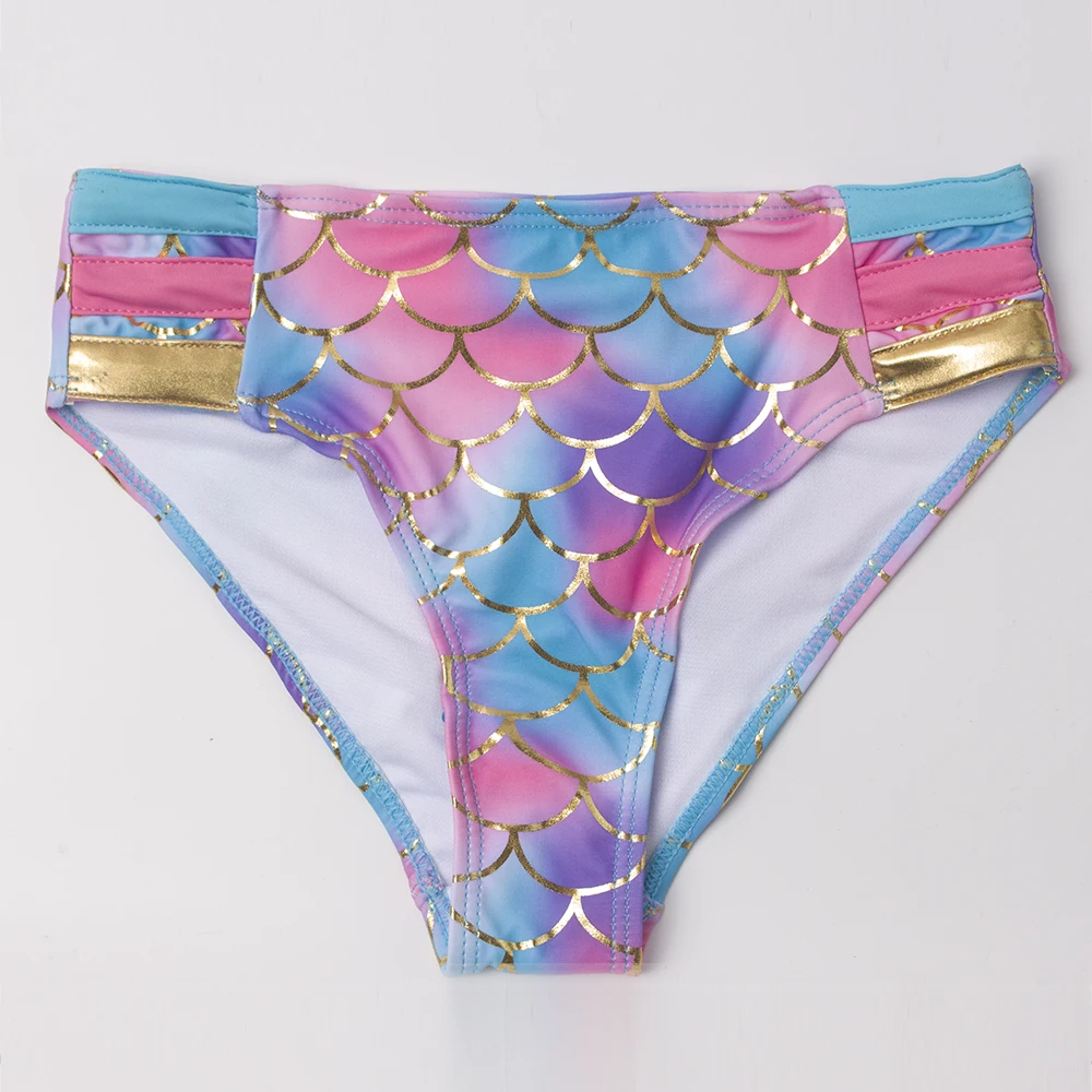 Бикини для девочек 3-8 лет с принтом в виде ракушек и рыбьей чешуи 2022 детские