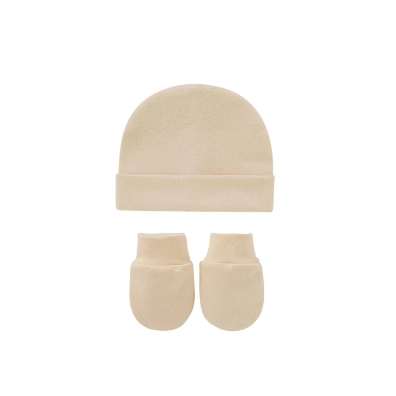 

Baby Anti Scratching Cotton Gloves+Hat Set Newborn Mittens Beanies Cap Kit for Infants