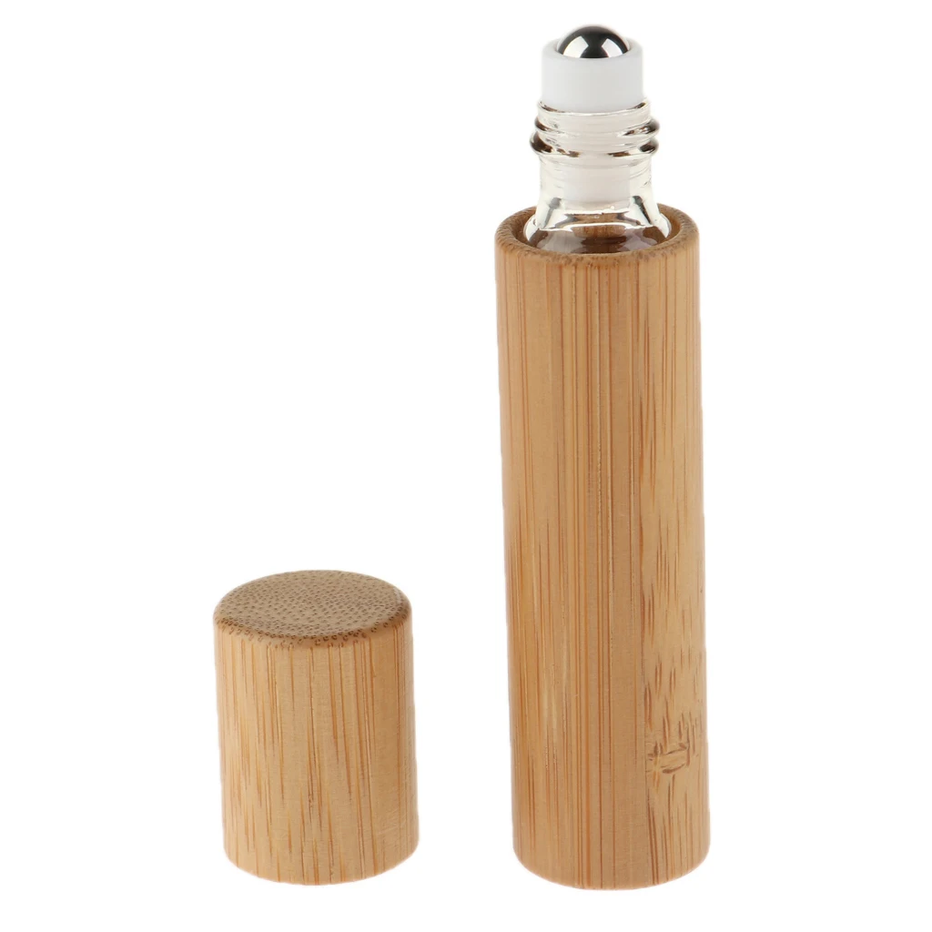 5 X 10ml Natural Bamboo Refillable Empty Sample Essential Oil Roll On Bottle | Bottles