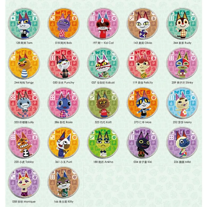 

New Horizons Animal Croxxing Card for NS Switch 3DS Game Card Set NFC Cards 22pcs Cat