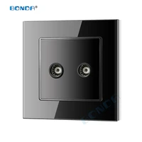 dual tv antennawall socket weak current socket coaxial wall mounted output panel socket crystal tempered glass 86 86mm