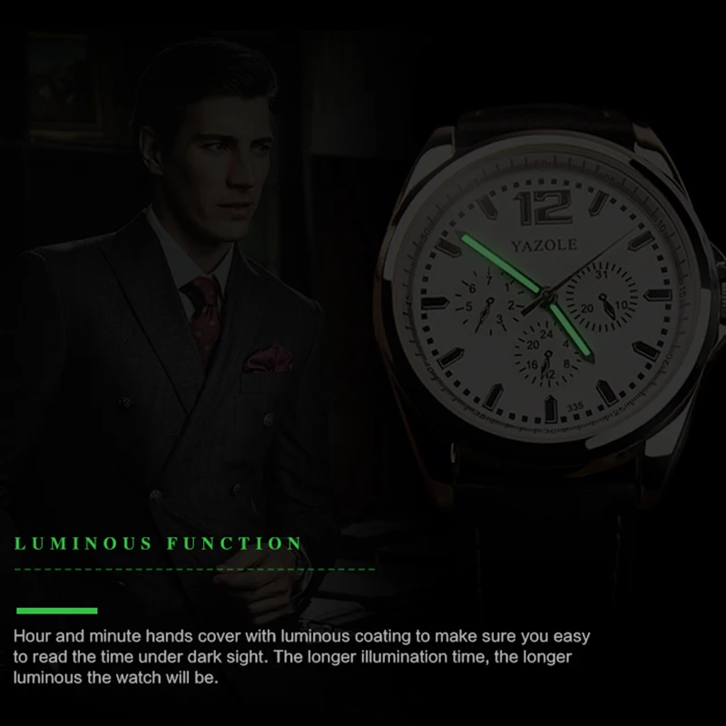 

YAZOLE Top Brand Luminous Men's Watch Men Watch Waterproof Military Sports Wrist Watch Fashion Watches Clock Relojes Hombre Saat