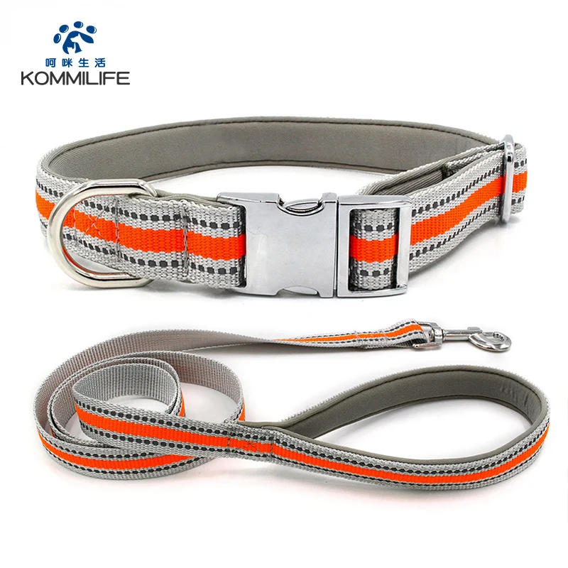 Светоотражающий нейлоновый ошейник и поводок для собак Регулируемый мягкий