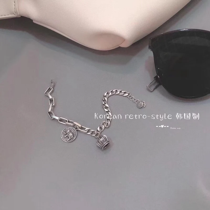 Модный однотонный браслет-цепочка из стерлингового серебра S925 пробы с