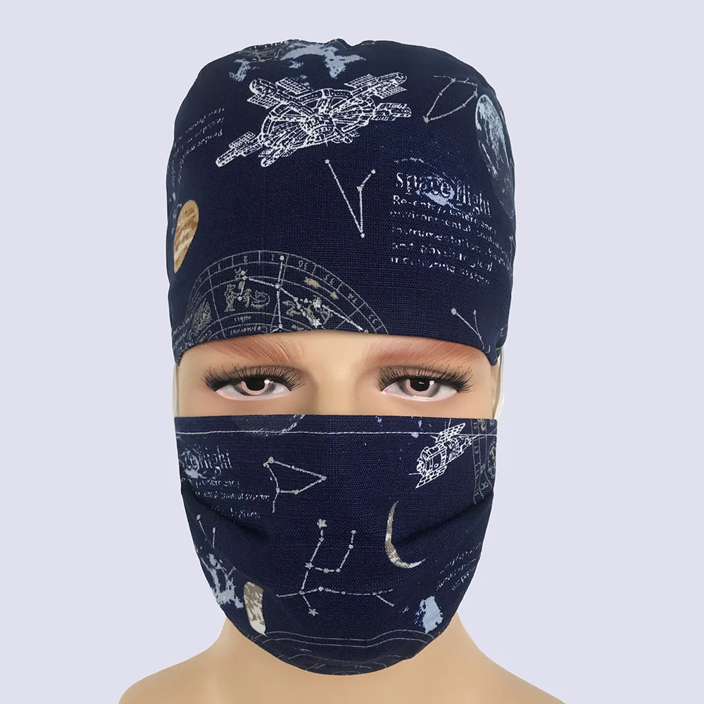 Beauty salon Surgical Cap Doctor Nurse pharmacist Medical Cap Printing Dome Scrub Hat Dental Clinic work hat nursing medical Cap - Цвет: photo