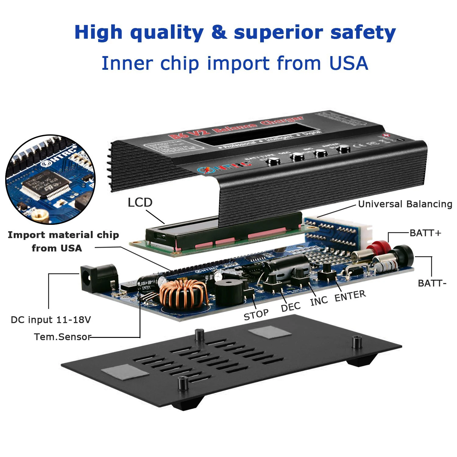 HTRC iMax B6 V2 LiPo зарядное устройство 80 Вт светодиодный баланс Dis для Lipo Li-Ion LiFe NiCd NiMH LiHV