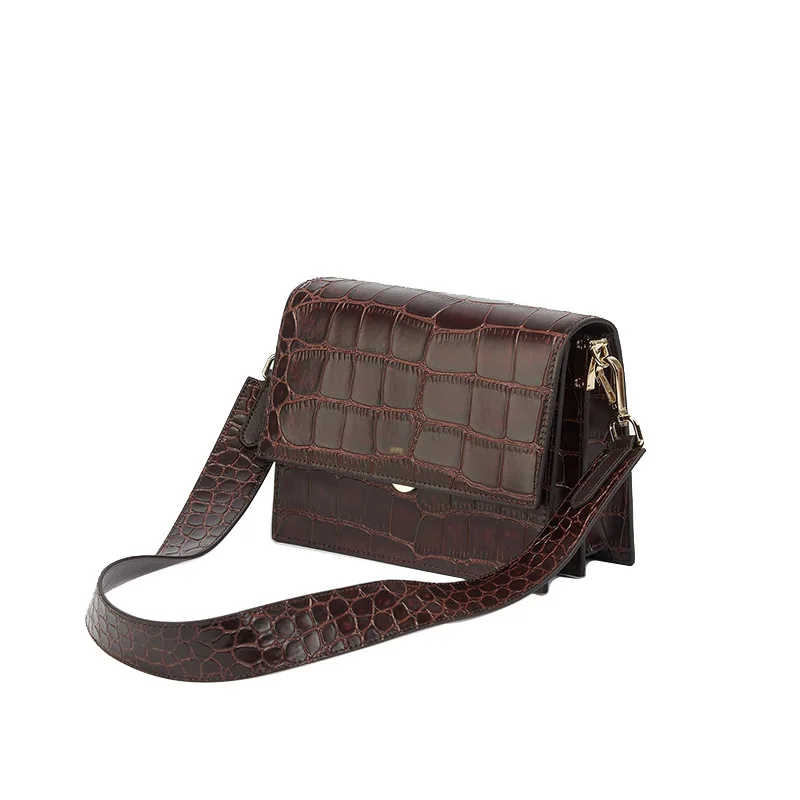 

Vintage Women 2020 New Autumn Wide Strap Shoulder Bag Fashion Alligator Pattern Crossbody Small Package C911