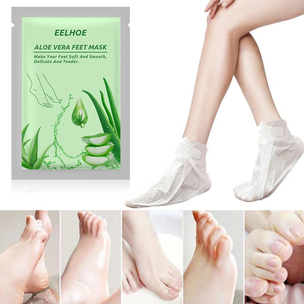 

Aloe Vera Feet Exfoliating Foot Masks Pedicure Socks Exfoliation Scrub for Feet Mask Remove Dead Skin Heels Foot Peeling Mask