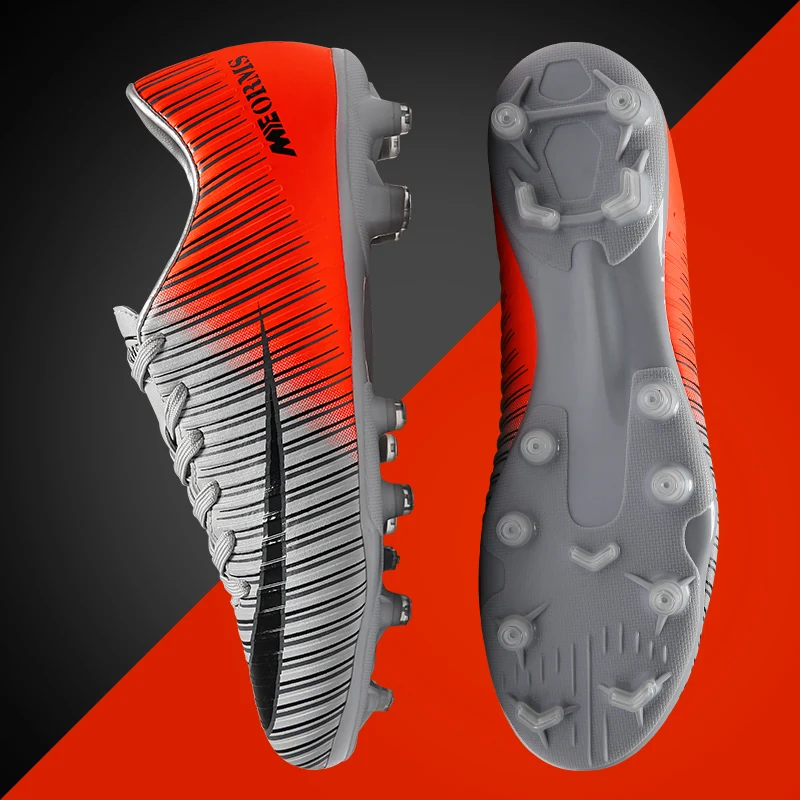 Унисекс футбольная обувь с длинными шипами футбольные ботинки FG/TF уличные бутсы