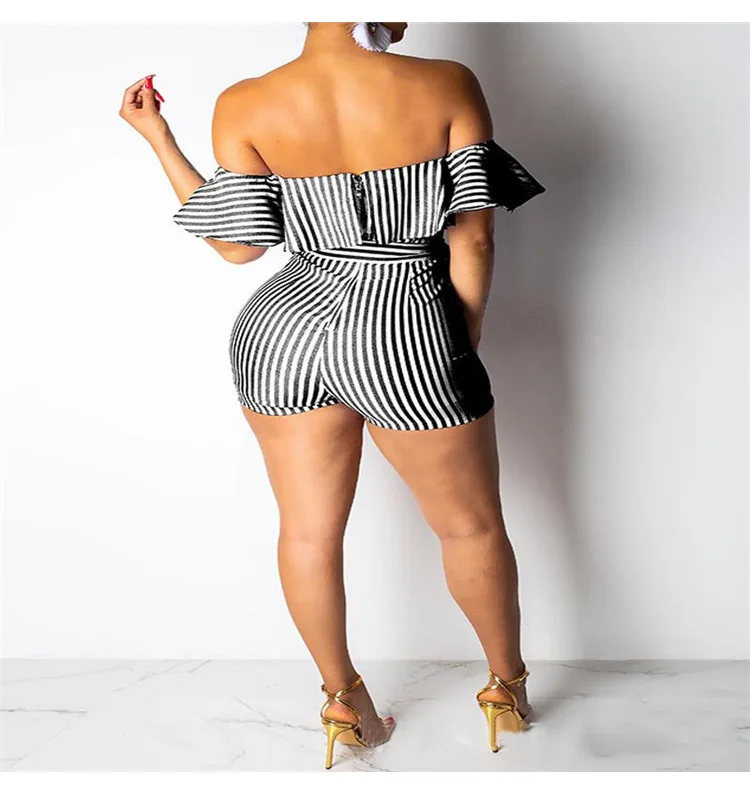 Женский пляжный комбинезон с открытыми плечами короткий V-образным вырезом и