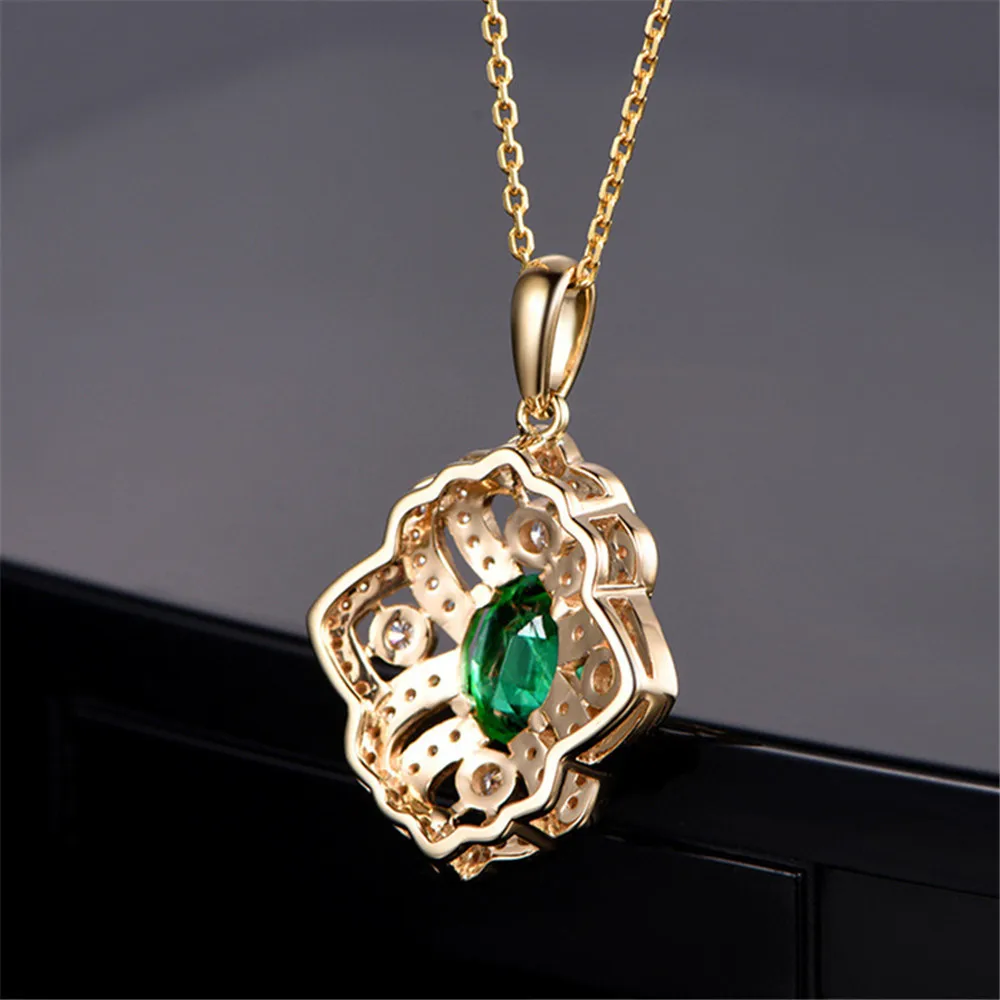 Изумруды в виде кулона ожерелья для женщин femme 18k Золото Тон колье цепи вечерние
