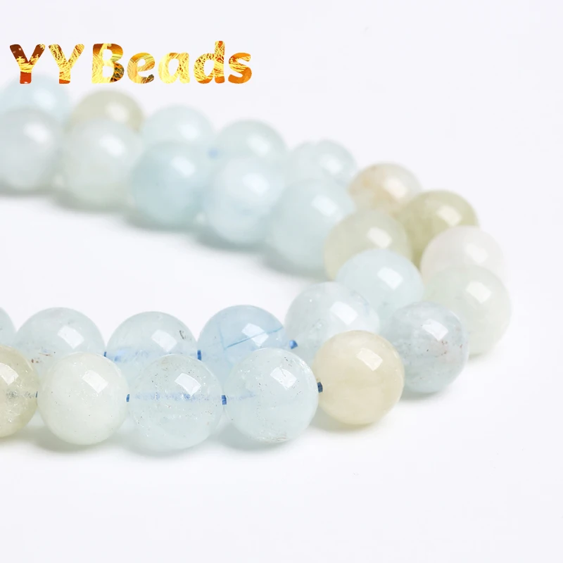 100% Natural Stone Light Blue Aquamarines Stone Beads 6-12mm Blue Crystal  Loose Charm Beads For Jewelry Making DIY Bracelets