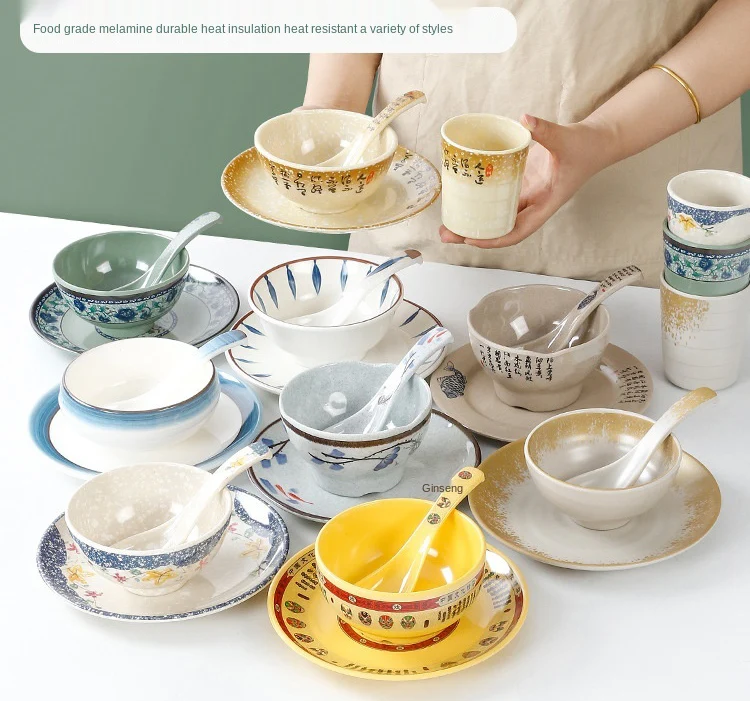 4 набора посуды из искусственной керамики тарелка для риса салата лапши миски