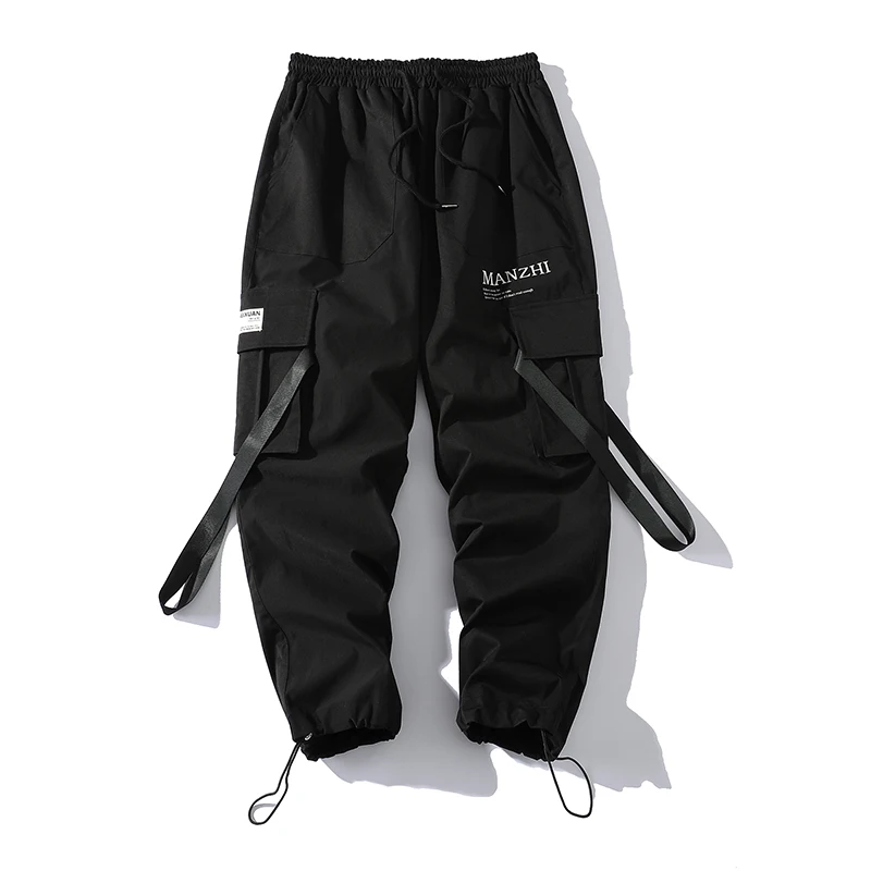 

2022 Joggers Cargo Pants for Men Casual Hip Hop Pocket Male Trousers Sweatpants Streetwear Ribbons Harem Pants