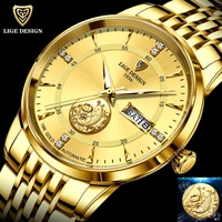 lige 2021men mechanical watch top brand luxury automatic watch sport stainless steel waterproof watch men relogio masculinobox