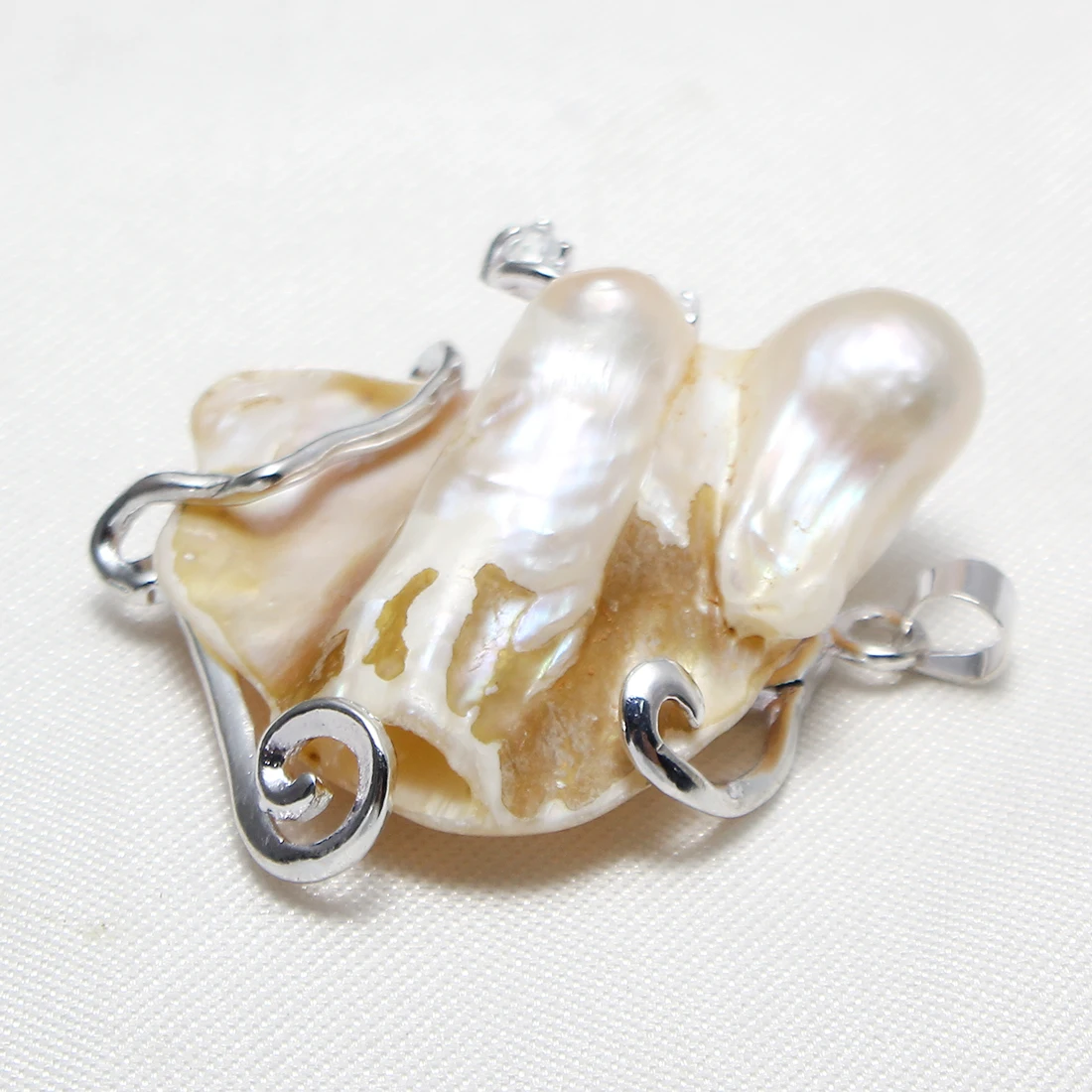 Подвеска с жемчугом Женская из натурального белого жемчуга 30x40 мм 2020|mother of pearl|pearl