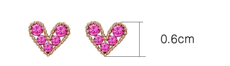 

100% 925 Sterling Silver Nickel Free Crystal Heart Stud Earrings for Women Girl Bijoux Pendientes Brincos Mujer Gift eh688