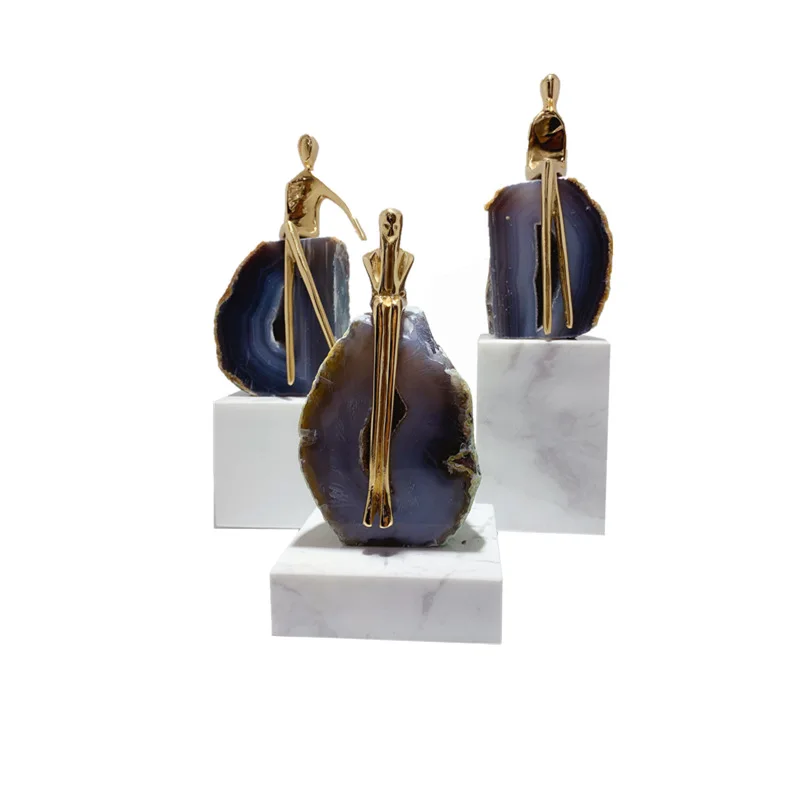 

Black Agate Crafts Modern Abstract Character Wine Cabinet Decorations Living Room TV Cabinet Furnishings