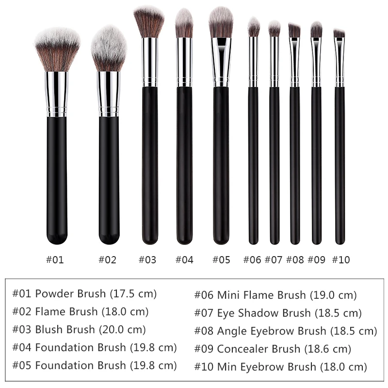 Черная деревянная ручка набор кистей для макияжа мягкий нейлон основа волос