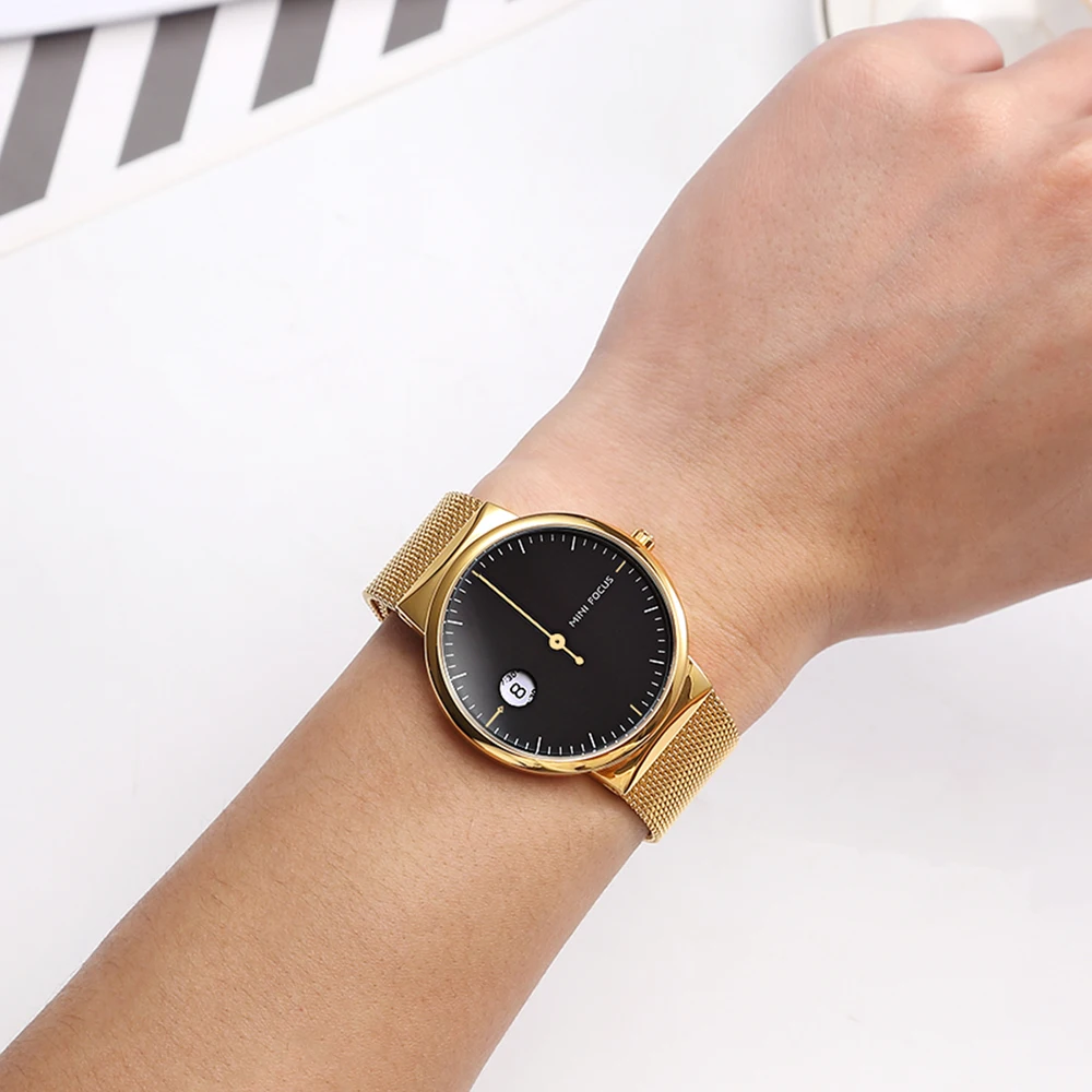 Часы наручные MINI FOCUS Мужские кварцевые модные ультратонкие брендовые Роскошные с