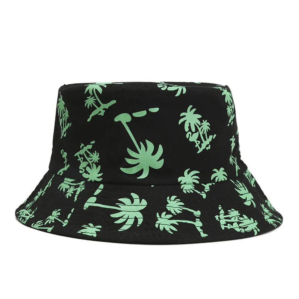 

Unisex Bucket Hats Dome Coconut Tree Print Pattern Cotton Fisherman's Hat Shade Outdoor Travel Cool Caps for Women and Man