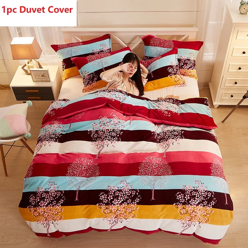 

Double-Side Coral Fleece Quilt Cover Not Including Pillowcase Winter Thicken Warm Short Plush Duvet Cover King Double Queen Size