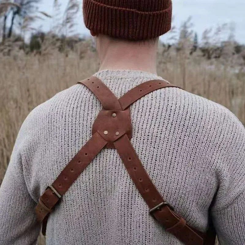 Средневековая мужская кожаная жилетка в стиле стимпанк карманная сумка на плечо