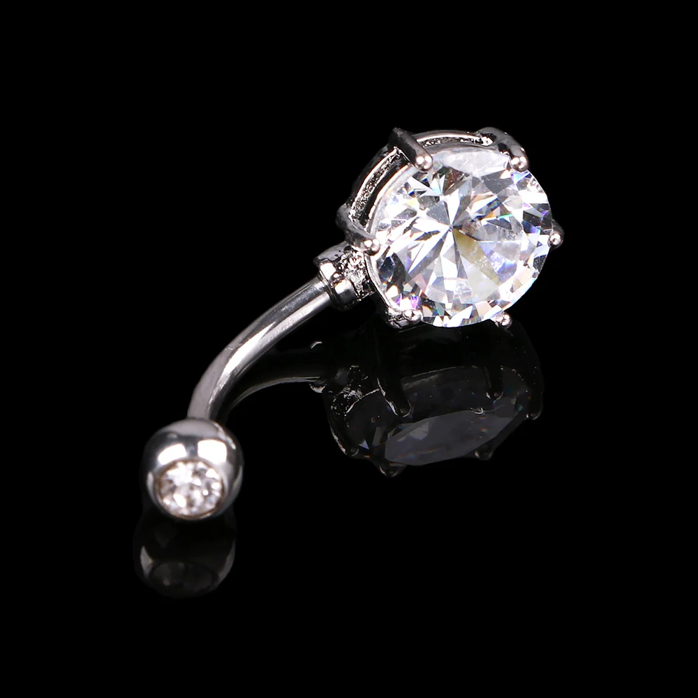 Серьга из хирургической стали с кристаллами для пирсинга пупка пикантное