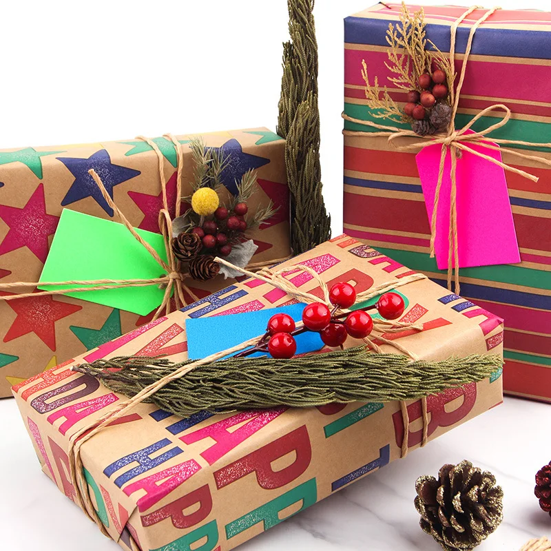 With Colorful Print Single-sided Wrapping Paper Gift Box Acc