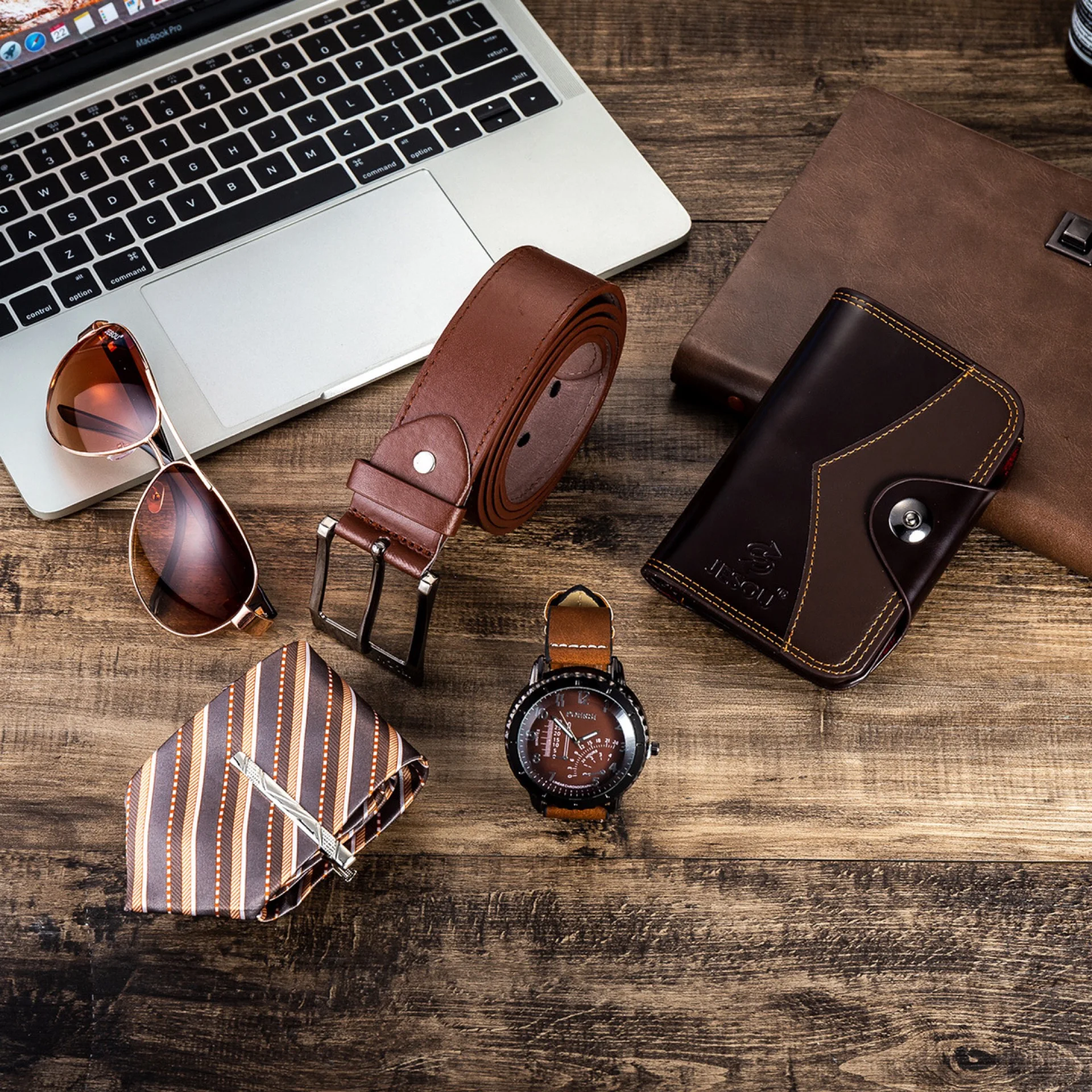 Набор мужских наручных часов в стиле ретро, с ремешком, солнцезащитными очками и кошельком от AliExpress RU&CIS NEW