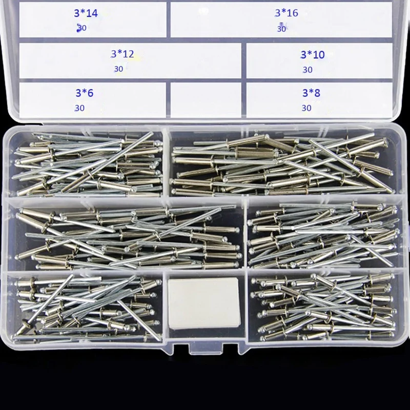 180Pcs/Set M3 Stainless Steel Aluminium Blind Rivets Nail Decoration For Furniture Assortment Kit | Обустройство дома