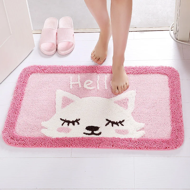 Абсорбирующие Нескользящие Коврики для ванной и туалета мультяшный милый кот