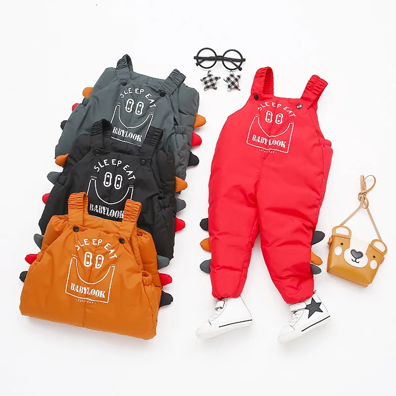Осенне зимние детские комбинезоны для мальчиков от 1 до 5 лет теплые штаны милые