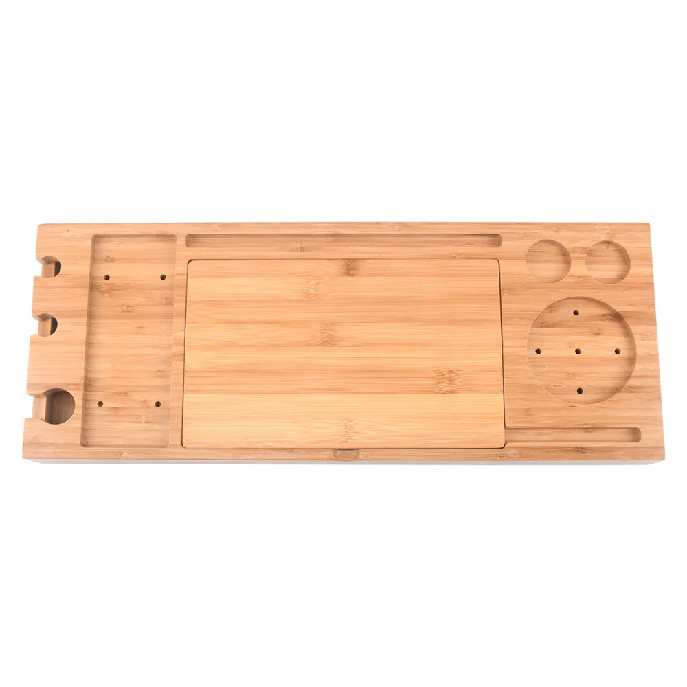 

1PC Multifunctional Bathtub Serving Tray Bamboo Bath Bridge Telescopic Storage Rack Shelf with Mirror for Bathroom Home