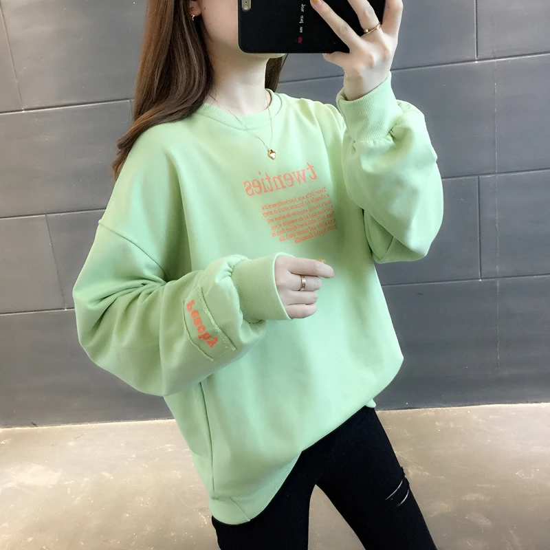 

Early and Autumn Sweater women's 2020 New loose Korean plus velvet top spring and autumn winter thin coat tide