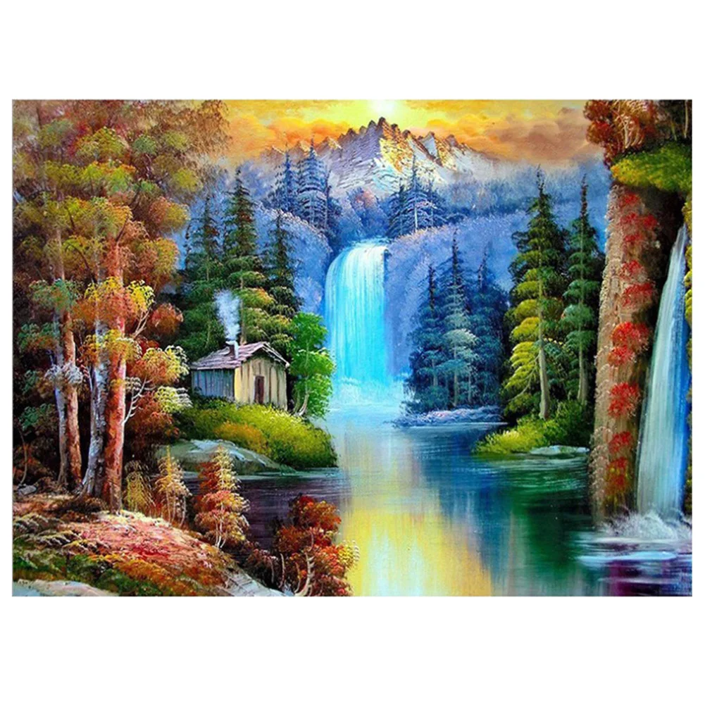 

30*40CM Waterfall 5D Full Drill Diamond Painting Picture Forest Landscape Cross Craft Embroidery Art Mural Decoration for Home