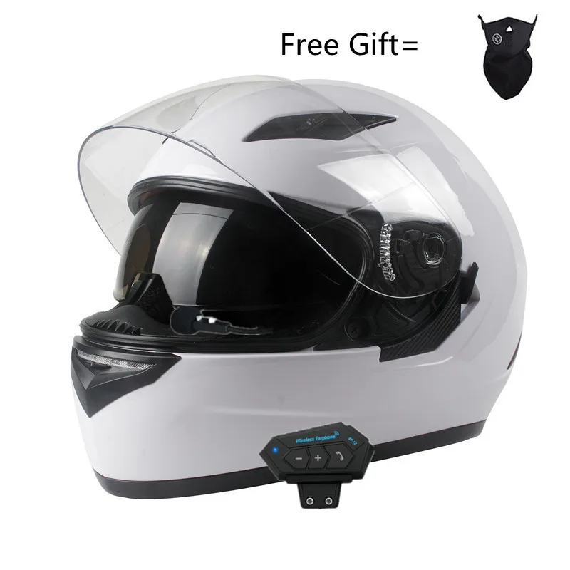 External Bluetooth Full Face Helmet Motocross Racing With Dual Visor Lens Helmets Capacete Moto Casco DOT Approved