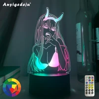 colorful anime two tone lamp darling in the franxx zero two for kid bedroom deco birthday gift manga zero two two tone led light