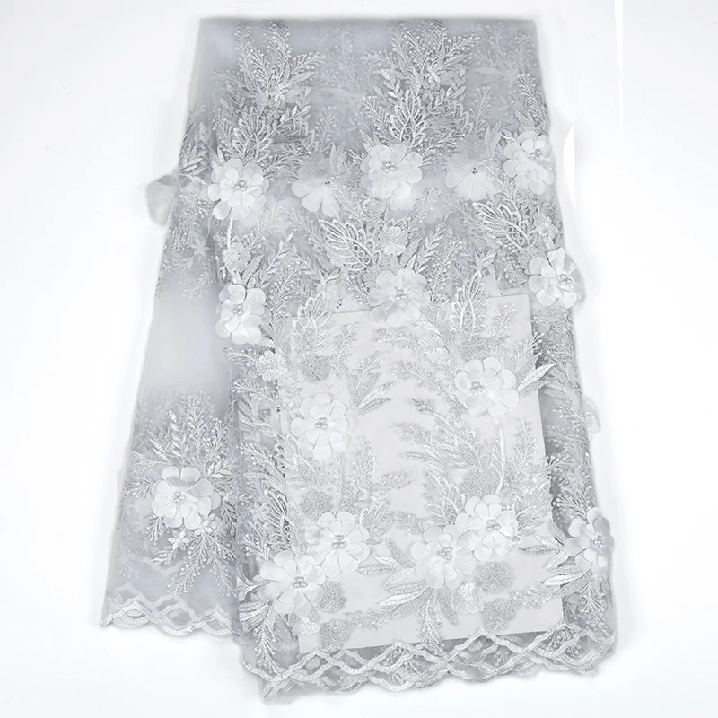 Новые французские блестки 3D кружевная ткань Африканская ручной работы из бисера