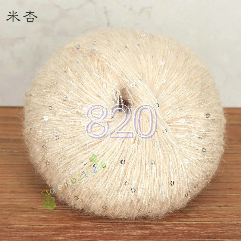820 2 шарика* 50 г, мохеровая пряжа с блестками для вязания крючком, блестящая пряжа с блестками для ручного вязания, свитер, шаль, крючок для вязания крючком t4 - Цвет: 820